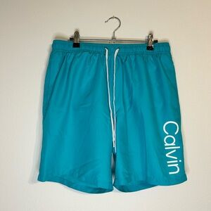 Calvin Klein Blue Swim Trunks Quick-Drying Mid-Thigh Size Large